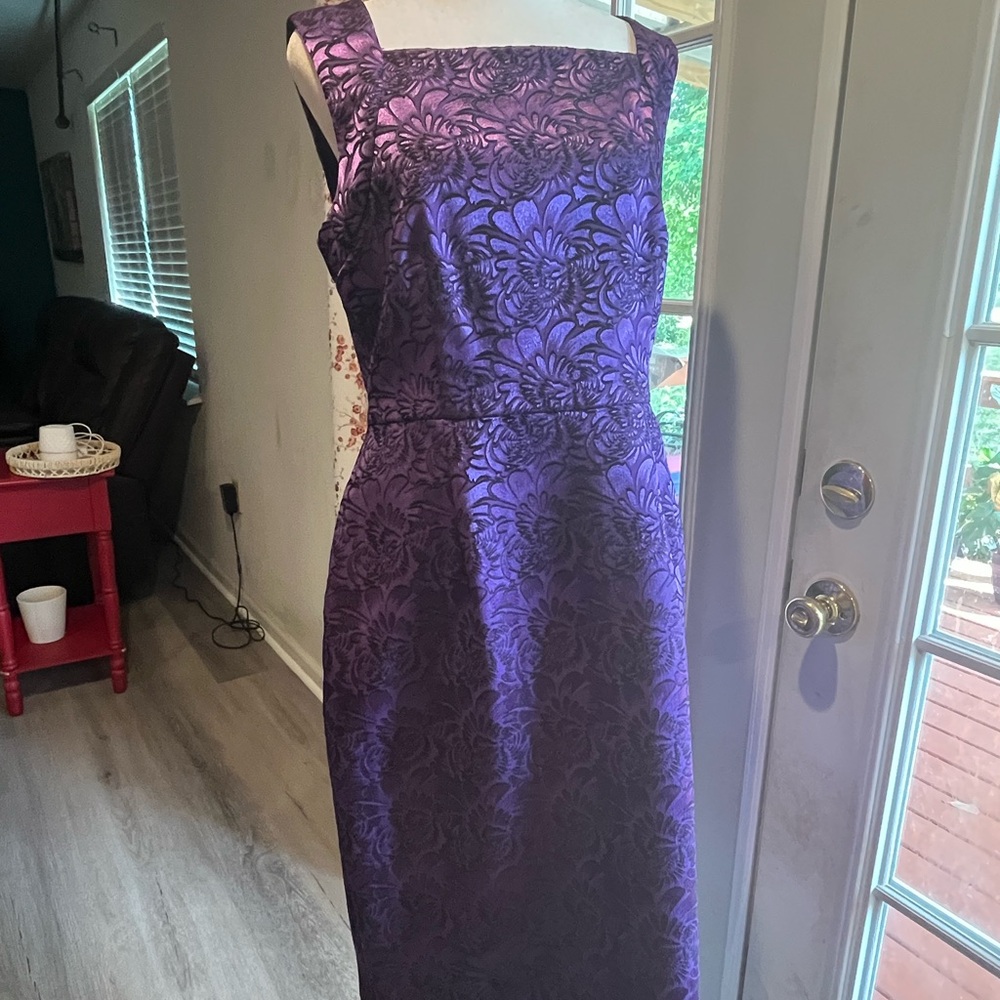 Dress Barn Elegant Purple Floral Midi Dress